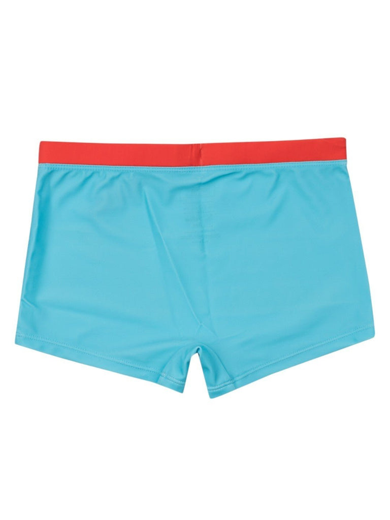 Yellow Bee Boys’ Marvel Spider-Man Swim Shorts – Light Blue with Web Print-Creative View-Back View