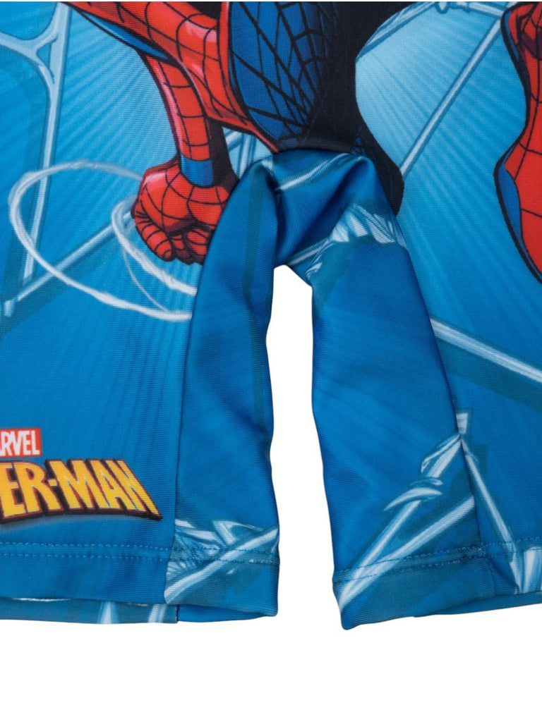 Yellow Bee Marvel Spider-Man One-Piece Swimsuit for Boys – Blue with Web Print-Bottom View
