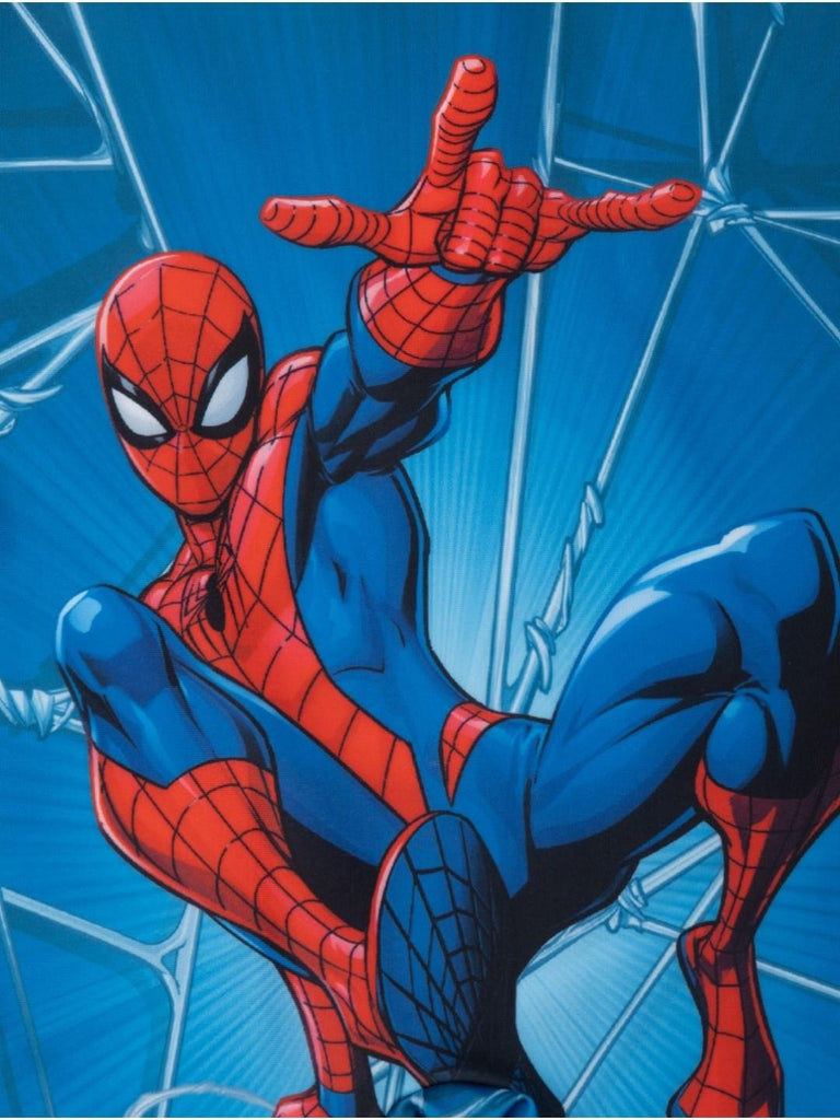 Yellow Bee Marvel Spider-Man One-Piece Swimsuit for Boys – Blue with Web Print-Showing Design