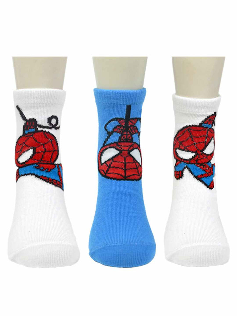 Yellow Bee Boy's Marvel Superhero Spider-Man Cartoon Socks –Pack of 3 - Front View