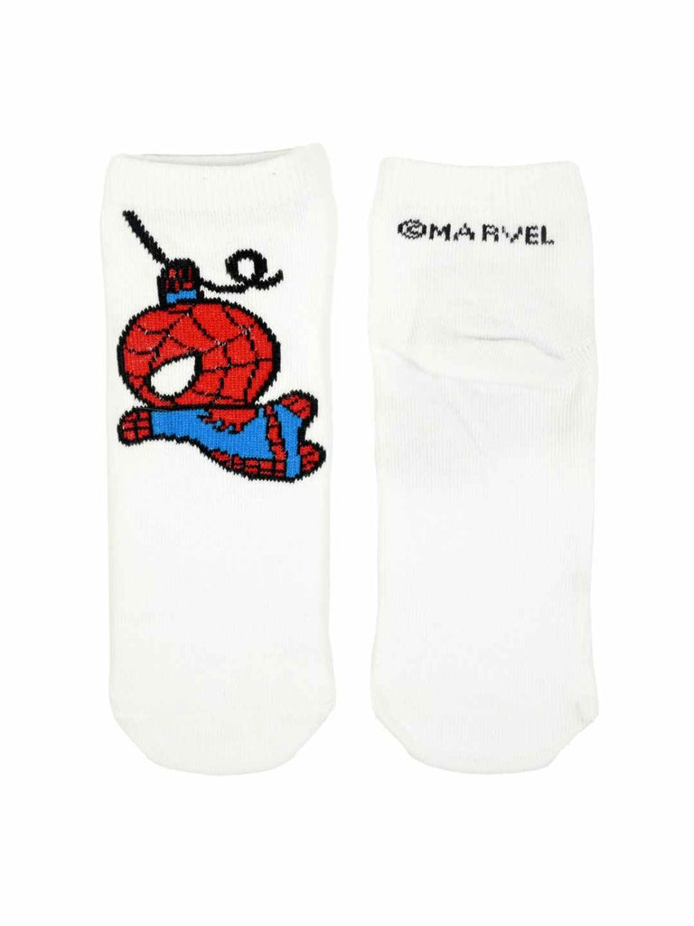 Yellow Bee Boy's Marvel Spider-Man Cartoon Socks –Pack of 3 - Front & Back View