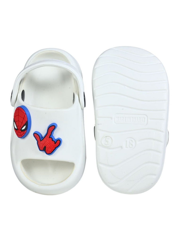 Yellow Bee Boy's Marvel Superhero Spider-Man Charm Sandals – White  Front & Back View