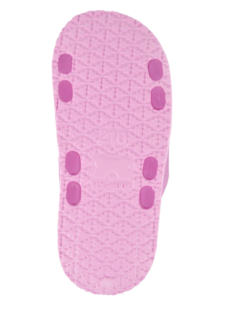 Smiling Cartoon Face Pink Slippers for Girls bottom view