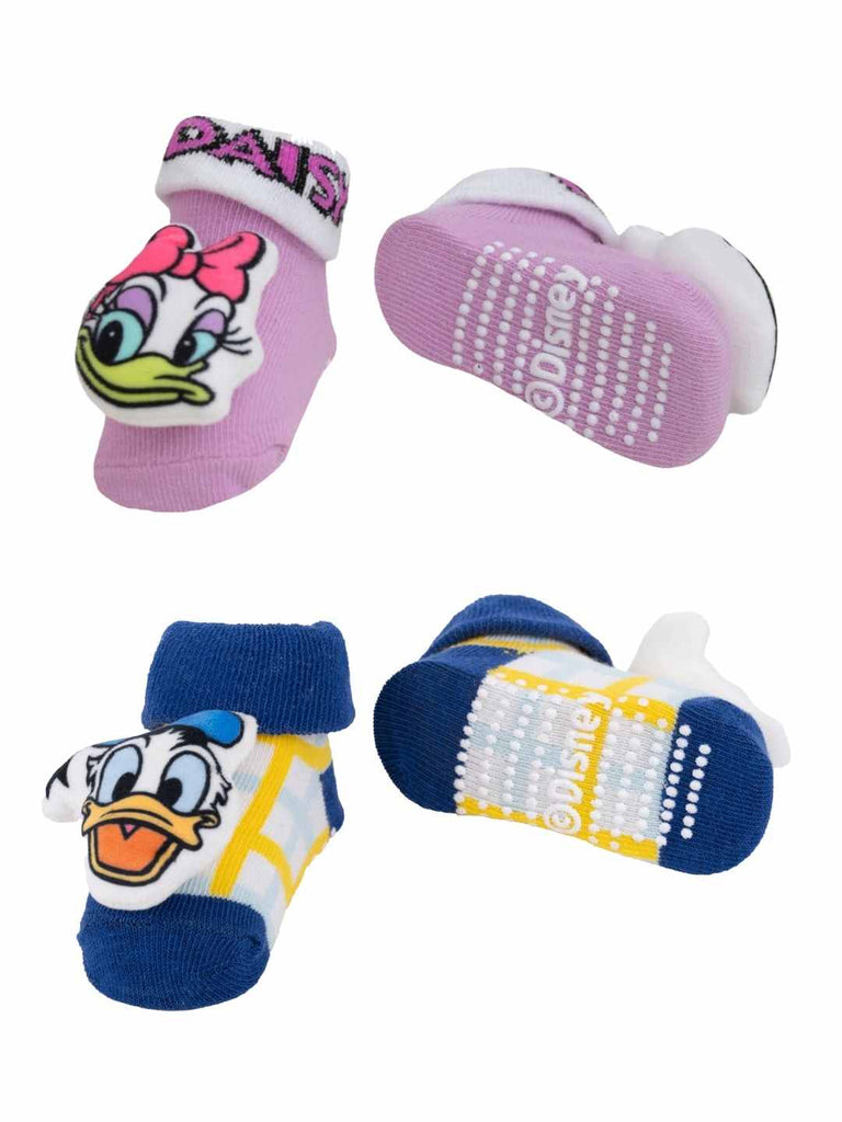 Yellow Bee Disney 3D Socks Combo – Donald & Daisy Duck for Boys and Girl-Showing Front & Back View