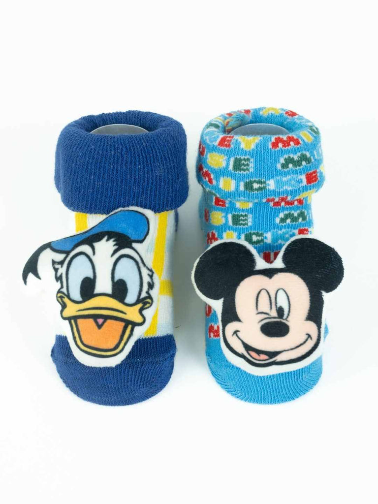 Yellow Bee Disney 3D Socks Combo – Mickey Mouse & Donald Duck for Boys-Front View