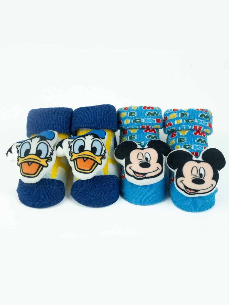 Yellow Bee Disney 3D Socks Combo – Mickey Mouse & Donald Duck for Boys-Full Front View
