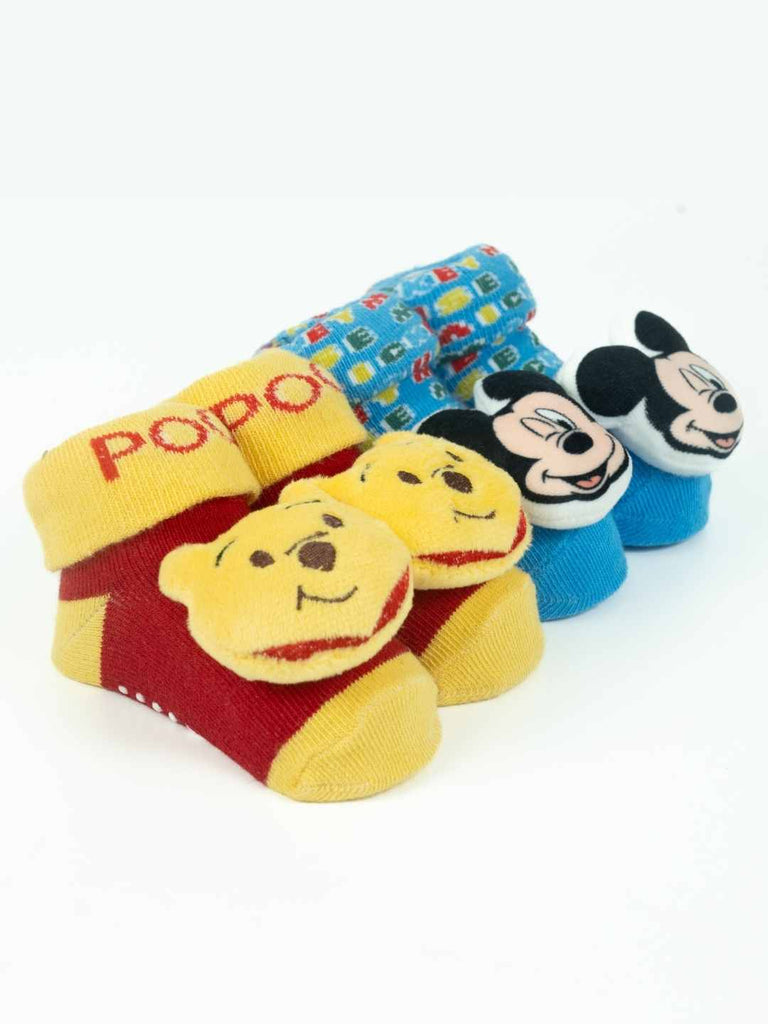 Yellow Bee Disney 3D Socks Combo – Mickey Mouse & Winnie the Pooh for Boys - Angle View