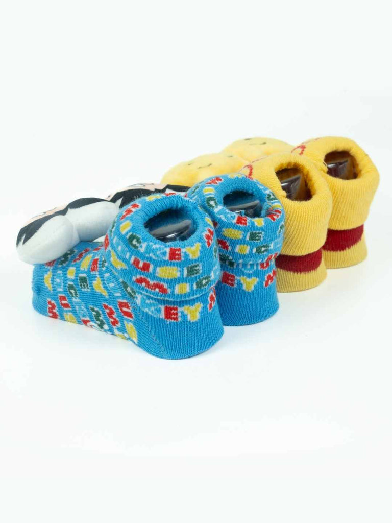 Yellow Bee Disney 3D Socks Combo – Mickey Mouse & Winnie the Pooh for Boys - Back View