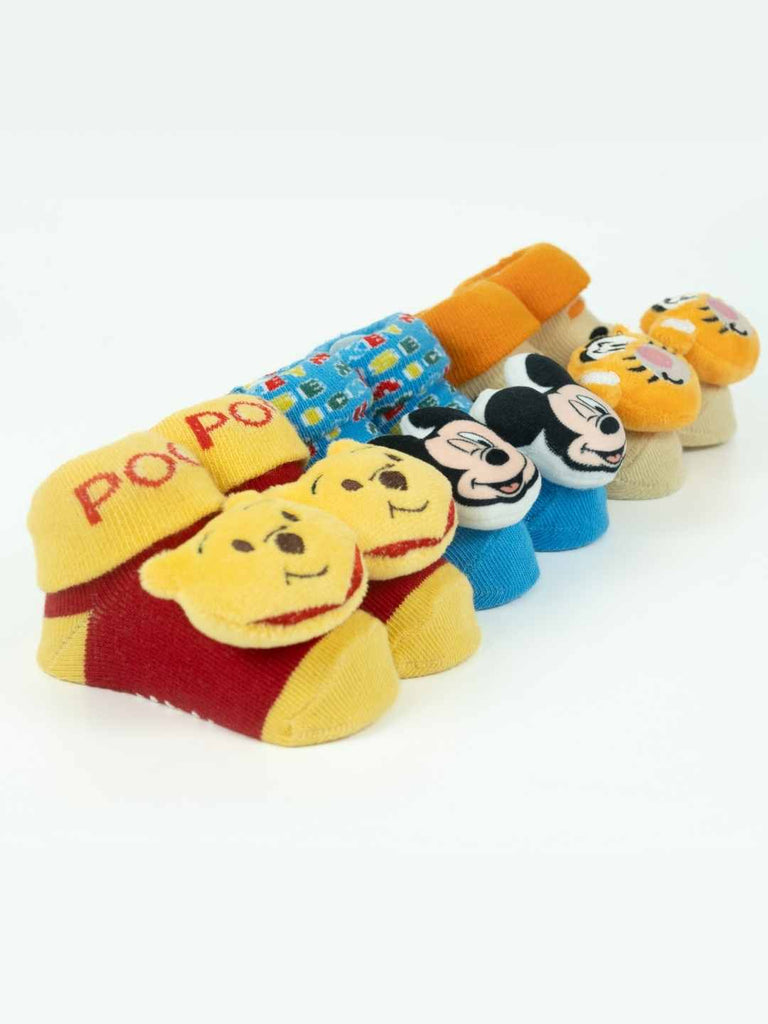 Yellow Bee Disney 3D Socks Combo – Pooh, Tigger & Mickey Mouse for Boys- Angle View