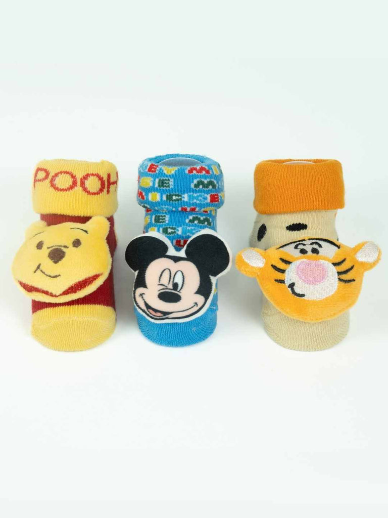 Yellow Bee Disney 3D Socks Combo – Pooh, Tigger & Mickey Mouse for Boys-Front View