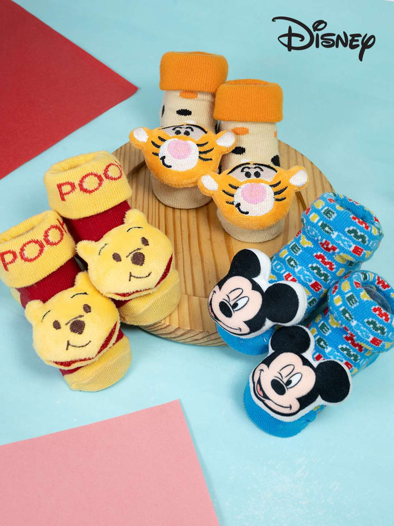 Yellow Bee Disney 3D Socks Combo – Pooh, Tigger & Mickey Mouse for Boys-Creative View