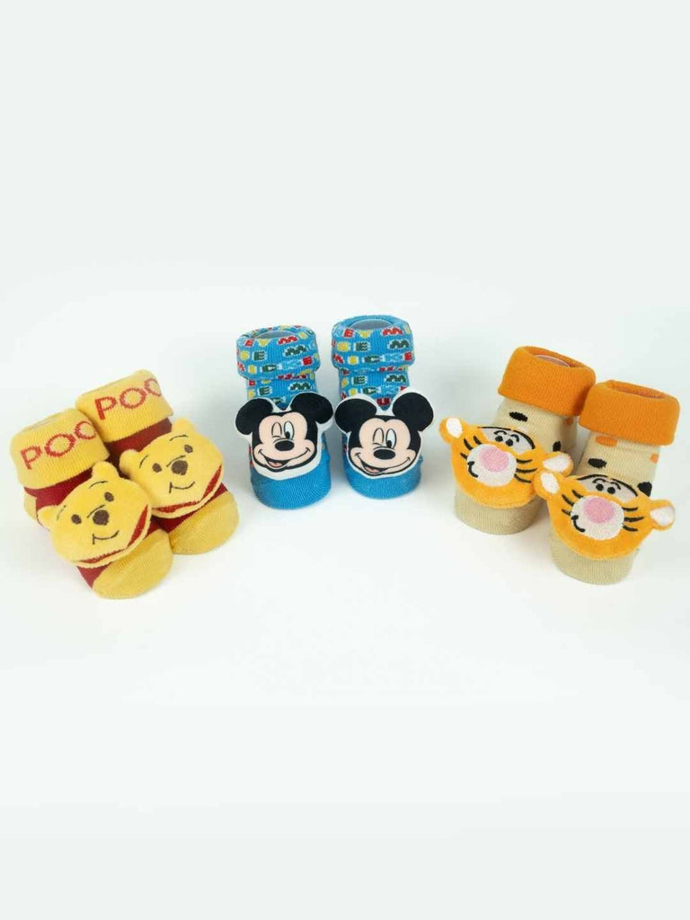 Yellow Bee Disney 3D Socks Combo – Pooh, Tigger & Mickey Mouse for Boys-Full Angle View