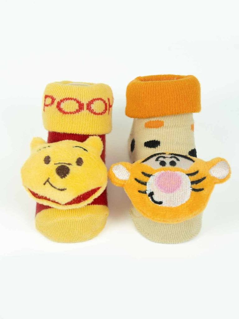 Yellow Bee Disney 3D Socks Combo – Winnie the Pooh & Tigger for Boys-Front View