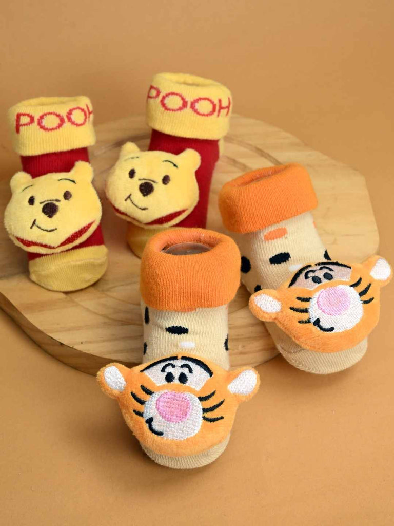 Yellow Bee Disney 3D Socks Combo – Winnie the Pooh & Tigger for Boys-Creative View