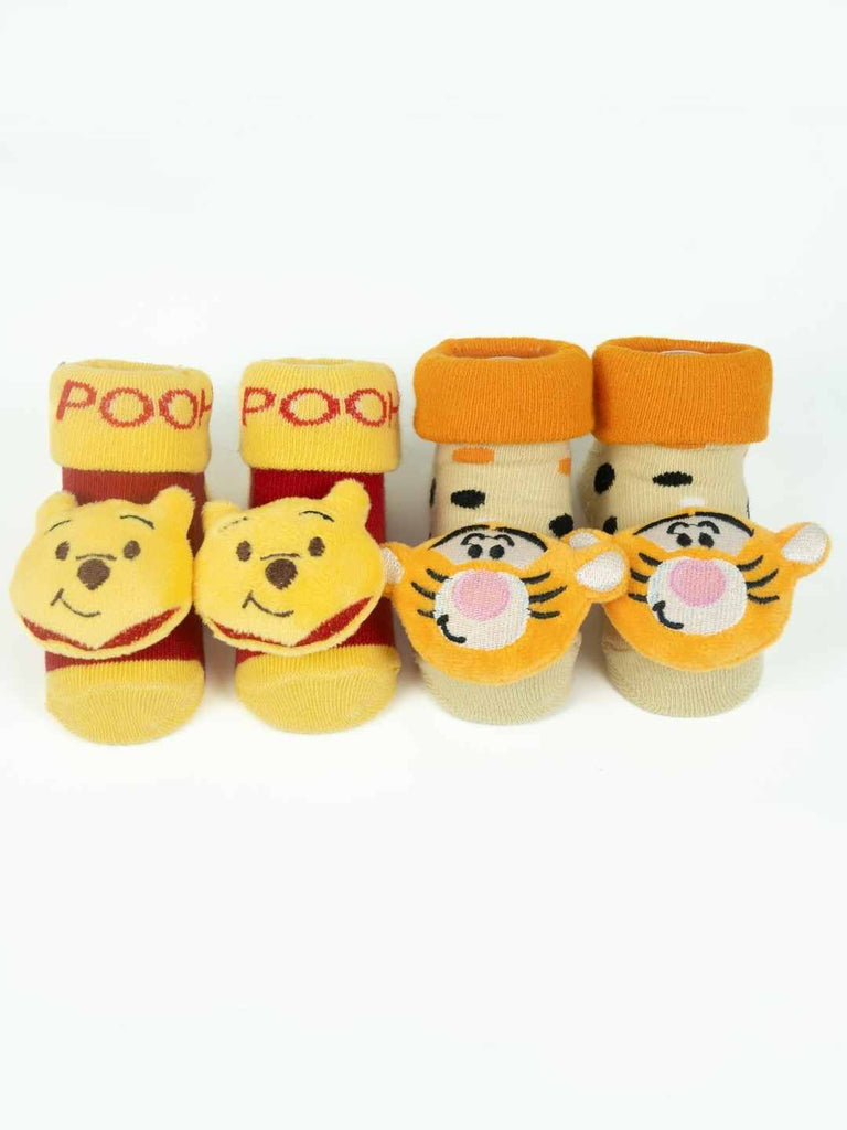 Yellow Bee Disney 3D Socks Combo – Winnie the Pooh & Tigger for Boys - Fulll Front View