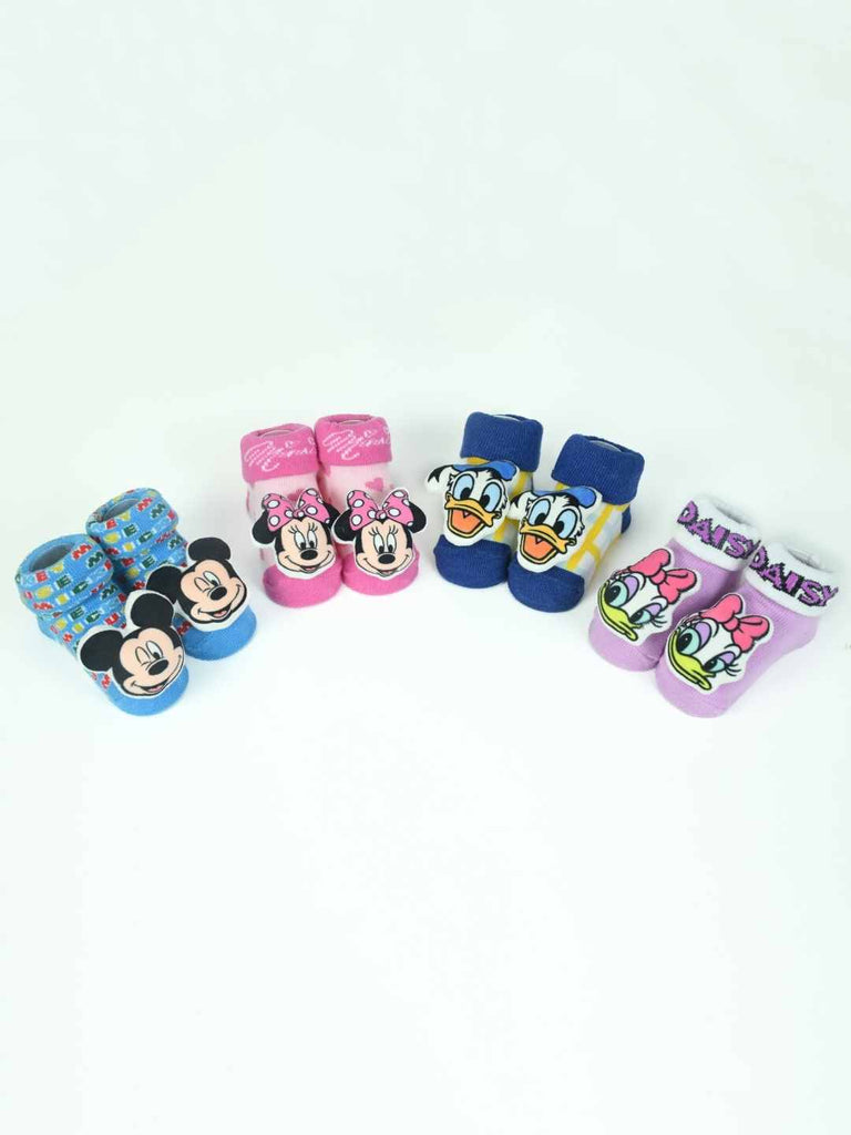 Yellow Bee Disney 3D Socks Combo – Mickey, Minnie, Donald & Daisy Duck for Boys and Girls- Full Front View