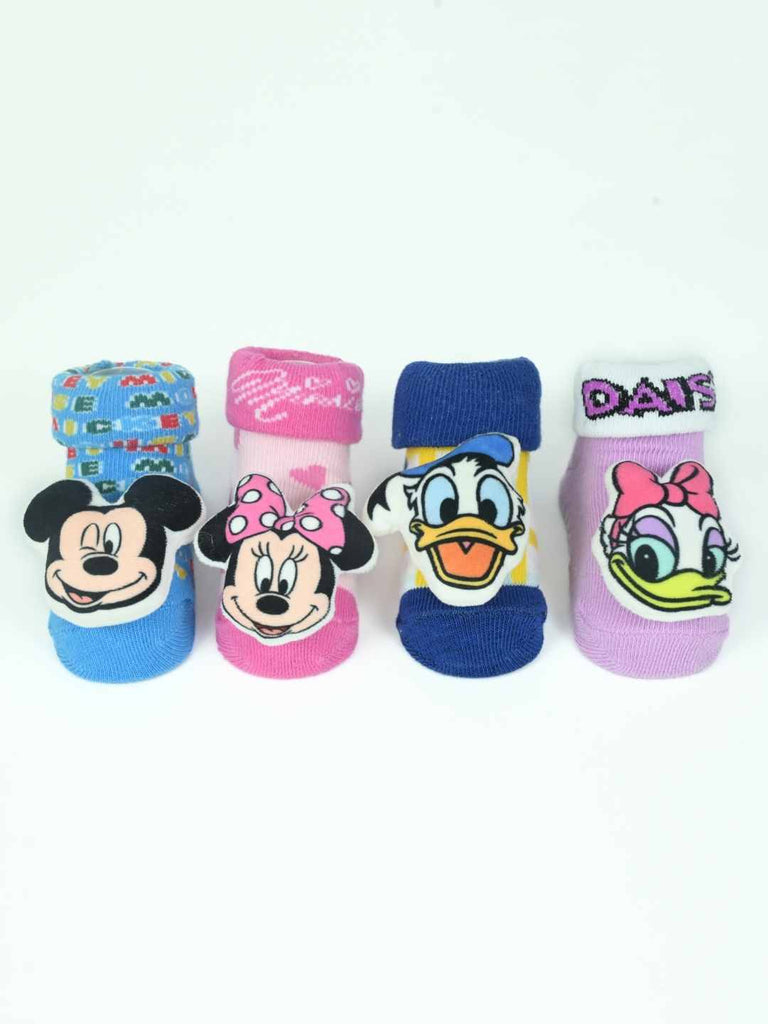 Yellow Bee Disney 3D Socks Combo – Mickey, Minnie, Donald & Daisy Duck for Boys and Girls- Front View