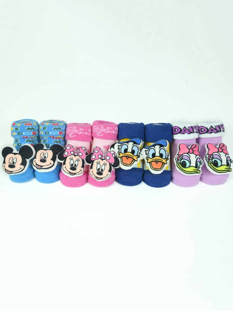 Yellow Bee Disney 3D Socks Combo – Mickey, Minnie, Donald & Daisy Duck for Boys and Girls- Full Front View