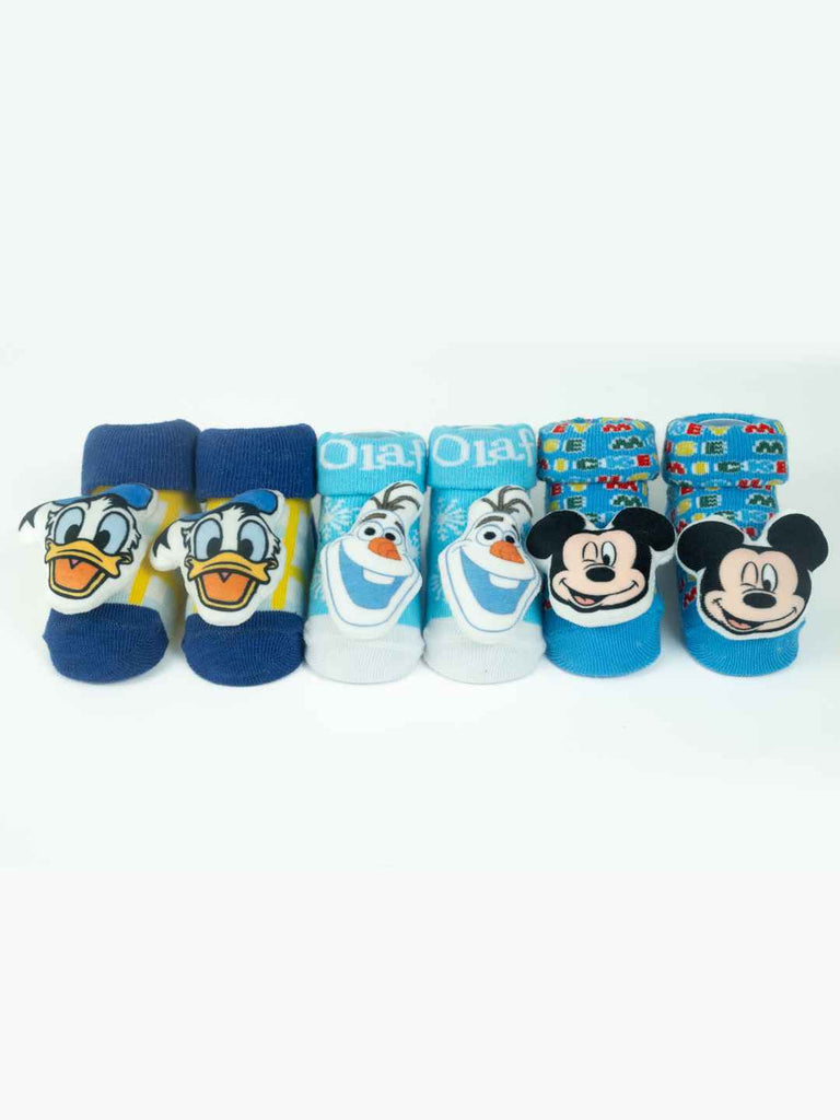 Yellow Bee Disney 3D Socks Combo – Mickey Mouse, Donald Duck & Olaf for Boys-Full View-1
