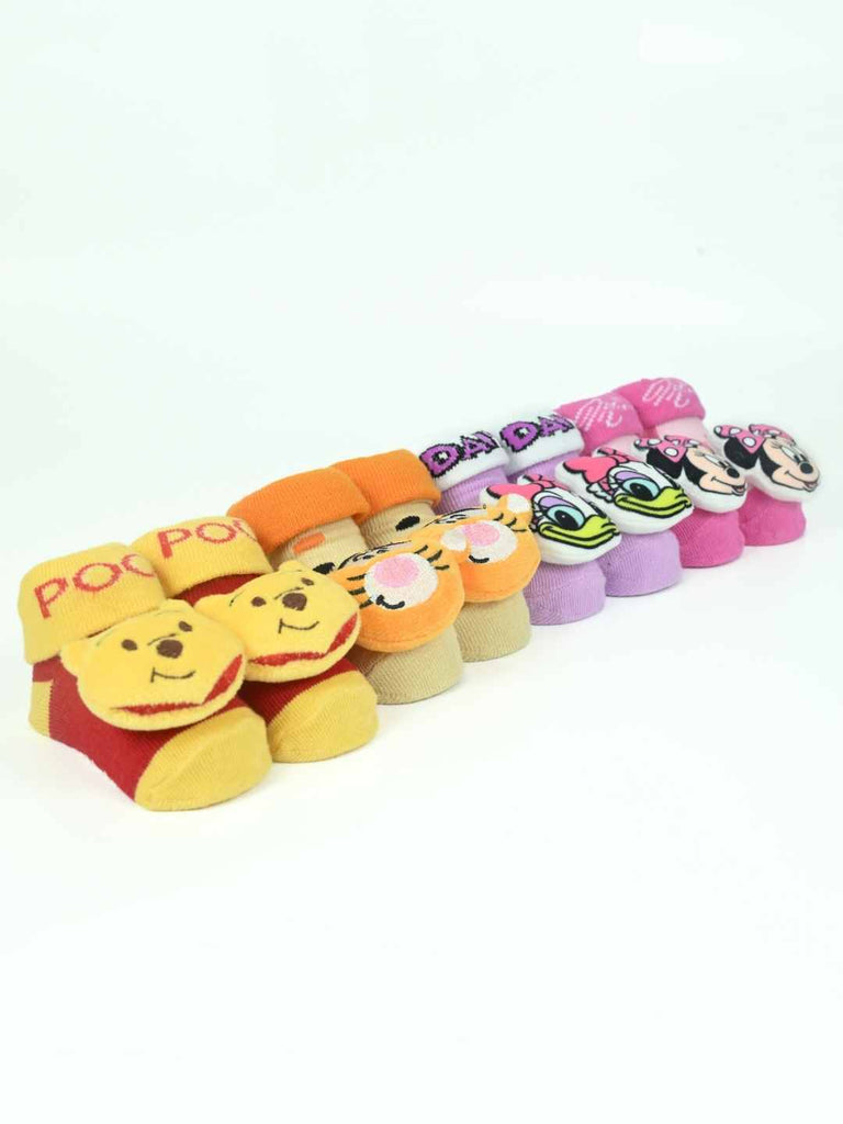 Yellow Bee Disney 3D Socks Set – Pooh, Tigger, Daisy & Minnie for Boys & Girls-Angle View