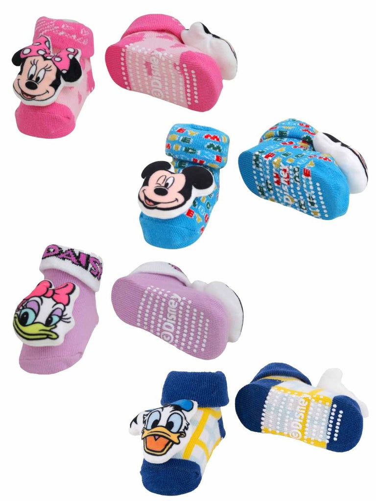 Yellow Bee Disney 3D Socks Set – Pooh, Tigger, Daisy & Minnie for Boys & Girls-Front & Back View