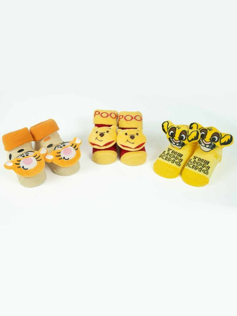 Yellow Bee Disney 3D Socks Set – Pooh, Tigger & Simba for Boys-Full View
