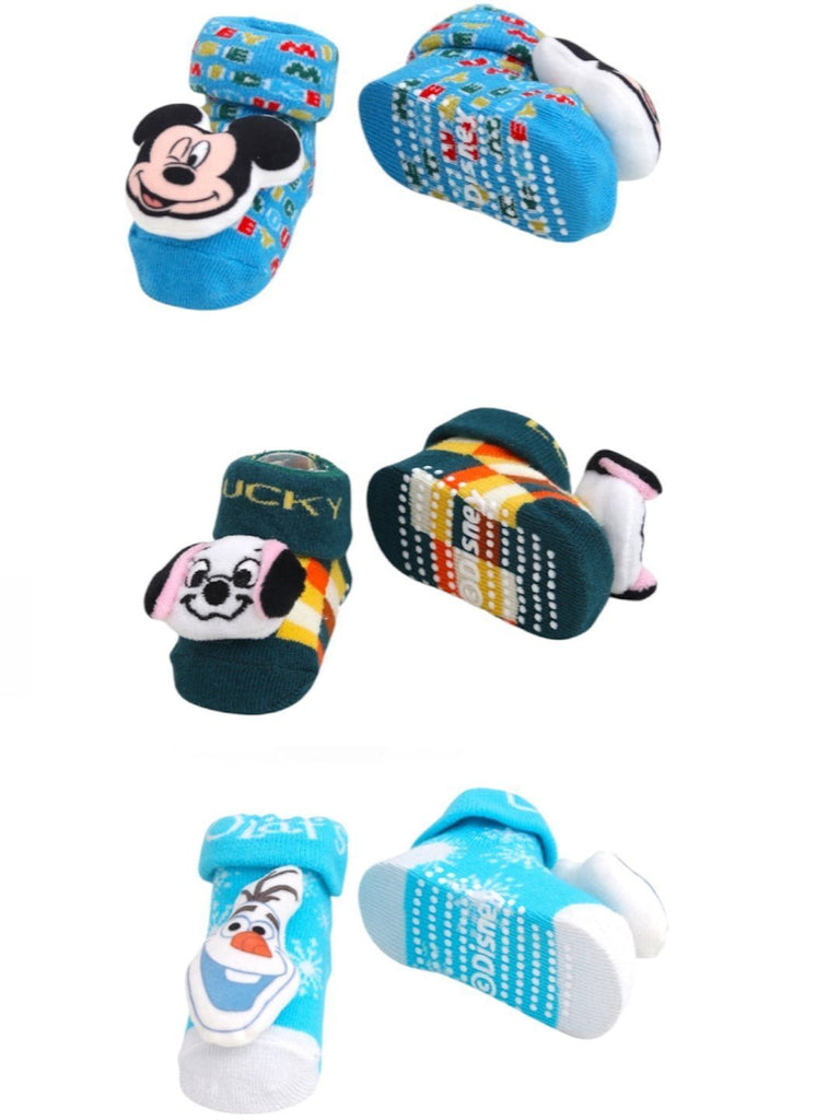 Disney_3D_Socks_Trio_for_Boys_Mickey_Mouse_101_Dalmatians_Lucky_Dog_and_Frozen_Olaf-_Front_&_Back_View