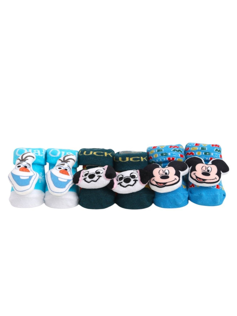 Yellow_Bee_Disney_3D_Socks_Trio_for_Boys_Mickey_Mouse_101_Dalmatians_Lucky_Dog_and_Frozen_Olaf- Front View