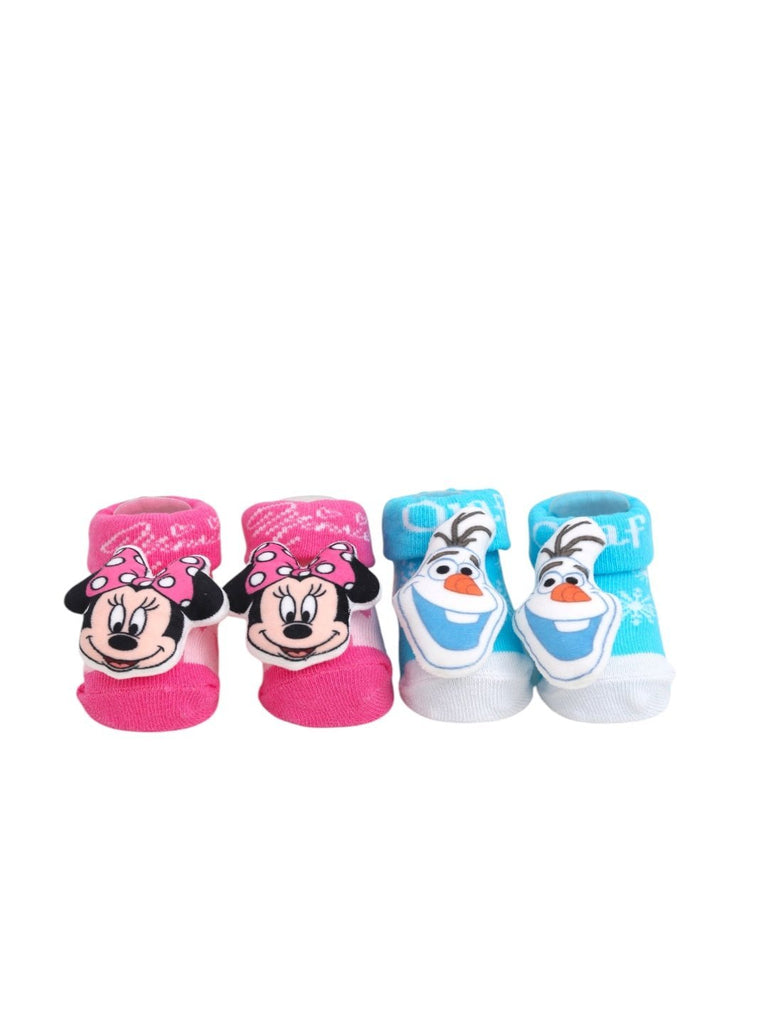 Yellow Bee Disney Minnie Mouse and Frozen Olaf 3D Socks Combo For Boys & Girls- Front View