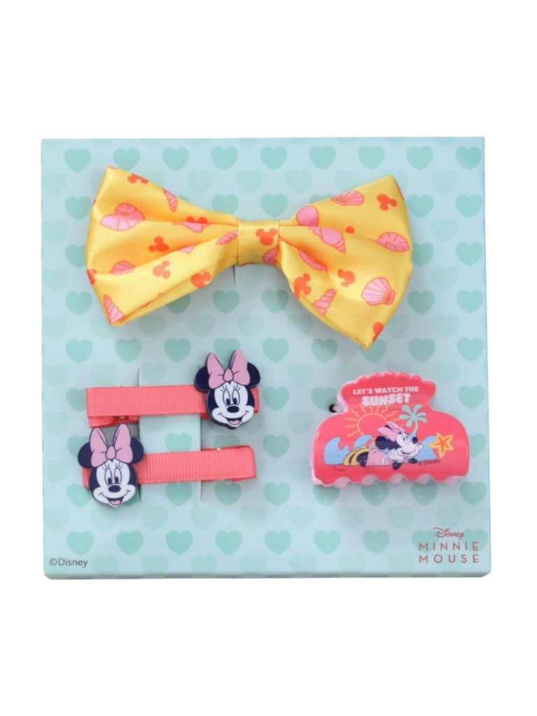 Yellow Bee Minnie Mouse Hair Clip Combo for Girls – Fun Bow & Pink Accessories Set-Close up view