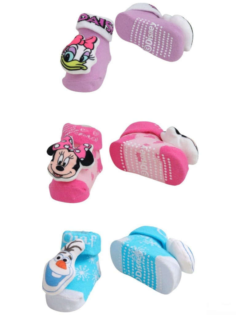 Disney_Trio_3D_Socks_Combo_Minnie_Mouse_Daisy_Duck_and_Frozen_Olaf_For_Girls_Boys-_Front_Back_View