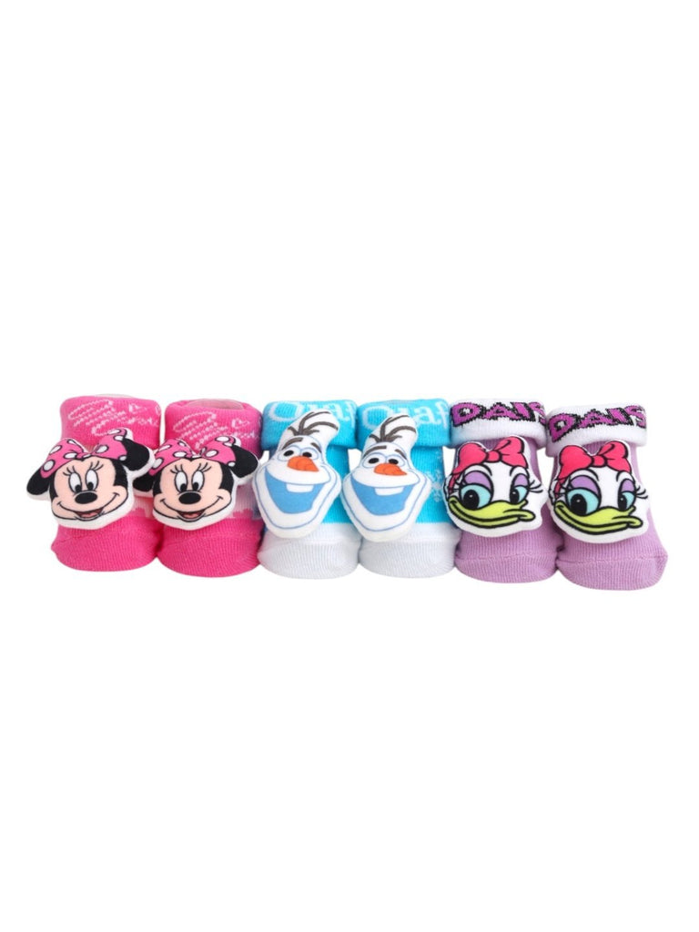 Yellow_Bee_Disney_Trio_3D_Socks_Combo_Minnie_Mouse_Daisy_Duck_and_Frozen_Olaf_For_Girls_Boys-Front View