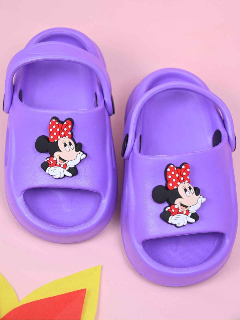 Yellow Bee Girl's Disney Charming Minnie Mouse Charms Sandals– Purple-Creative View
