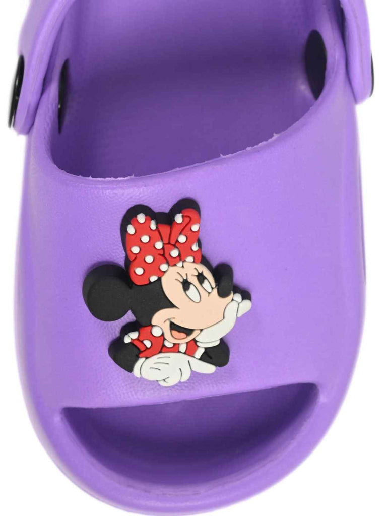 Yellow Bee Girl's Disney Charming Minnie Mouse Charms Sandals– Purple-Front View