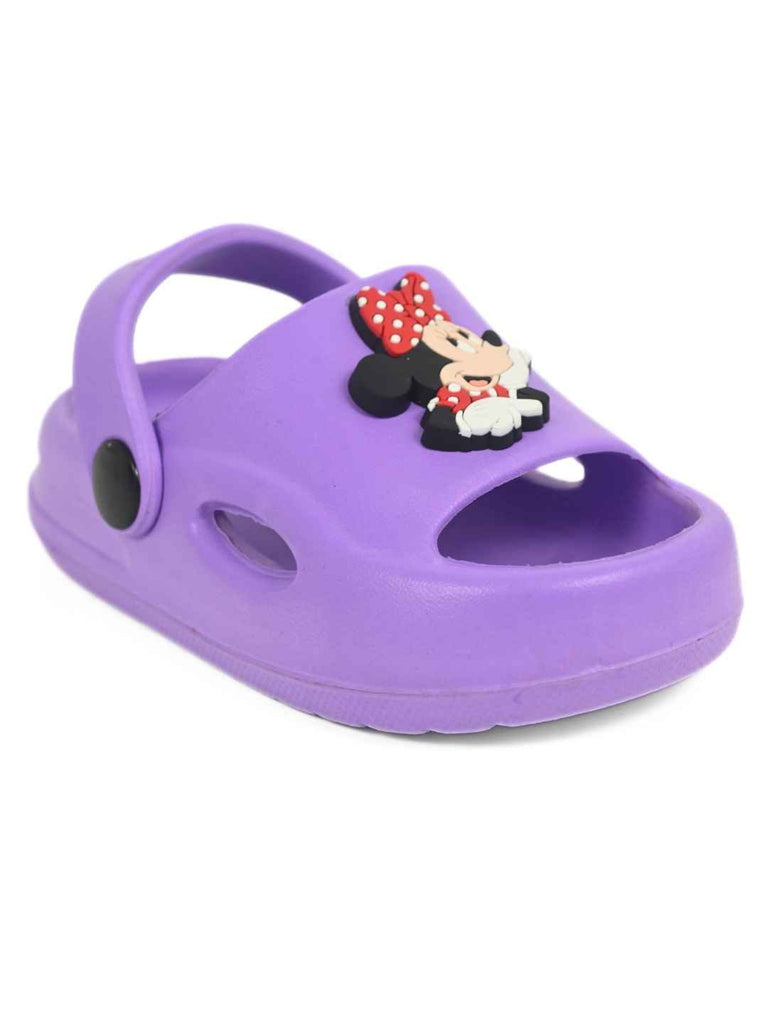 Yellow Bee Girl's Disney Charming Minnie Mouse Charms Sandals– Purple-Angle View