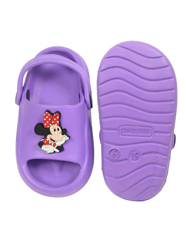 Yellow Bee Girl's Disney Charming Minnie Mouse Charms Sandals– Purple-Front & Back View