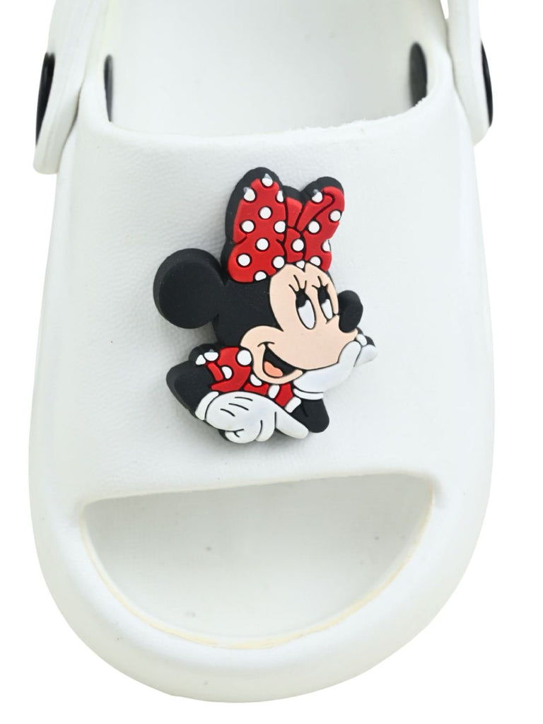 Yellow Bee Girl's Disney Charming Minnie Mouse Charms Sandals– White Front View