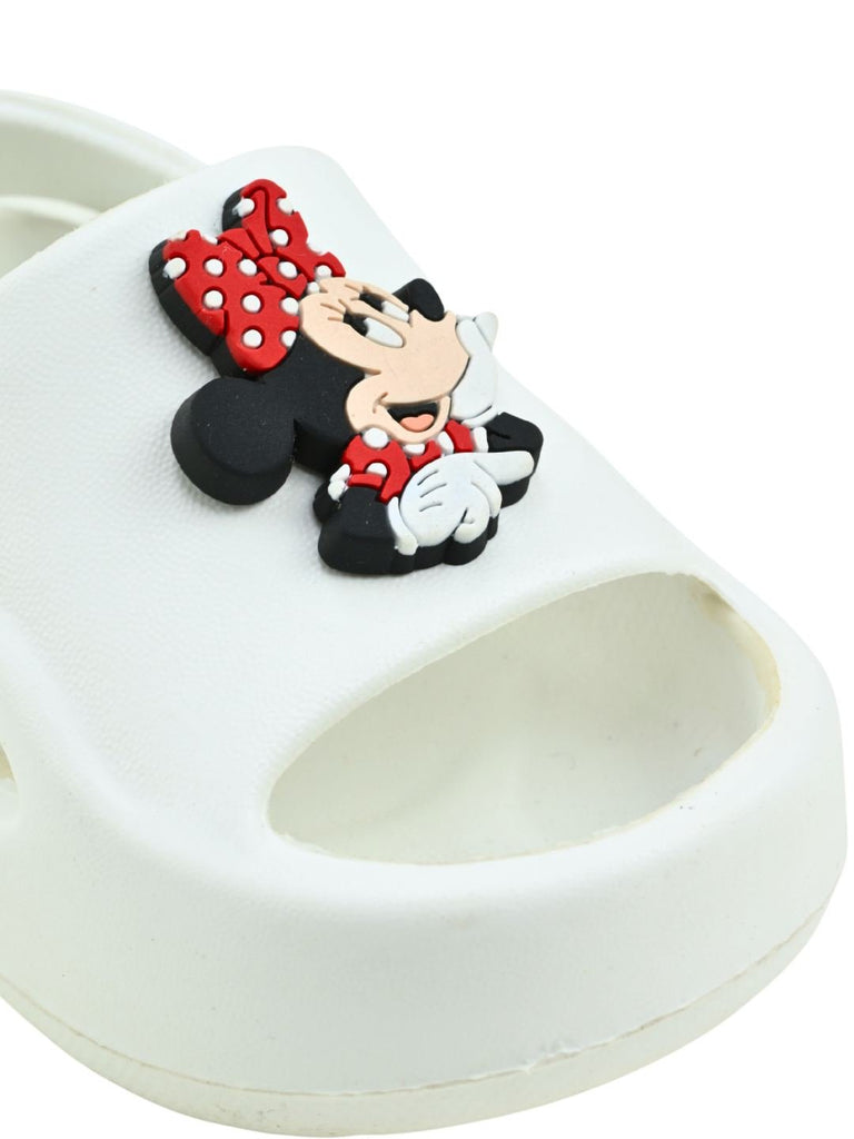 Yellow Bee Girl's Disney Charming Minnie Mouse Charms Sandals– White Close Up View