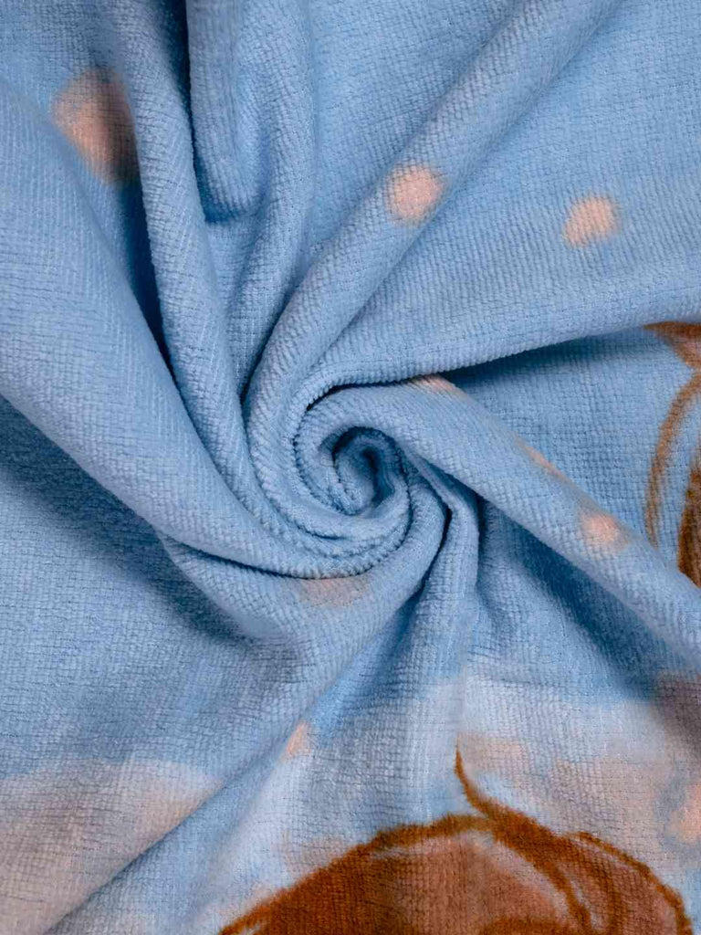 Yellow Bee Girl's Disney Frozen Elsa & Anna Bath Towel With Adventure Design (300 GSM) - Multi, 28Inches X 58 Inches- Showing Fabric View