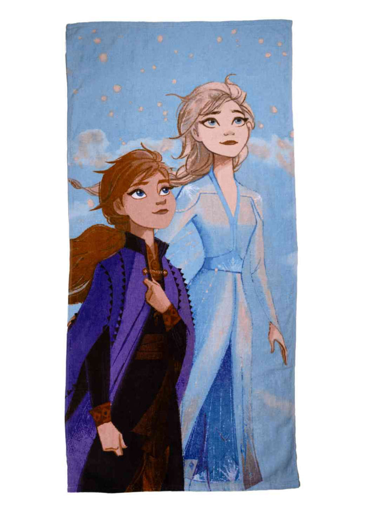 Yellow Bee Girl's Disney Frozen Elsa & Anna Bath Towel With Adventure Design (300 GSM) - Multi, 28Inches X 58 Inches- Front View