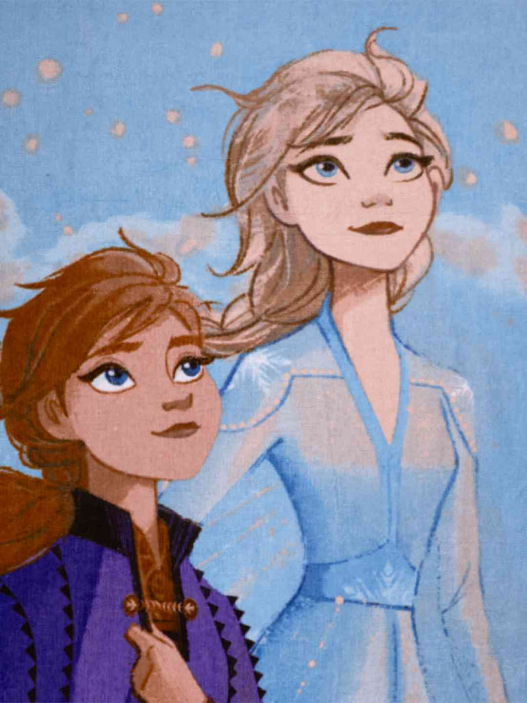 Yellow Bee Girl's Disney Frozen Elsa & Anna Bath Towel With Adventure Design (300 GSM) - Multi, 28Inches X 58 Inches- Close up view