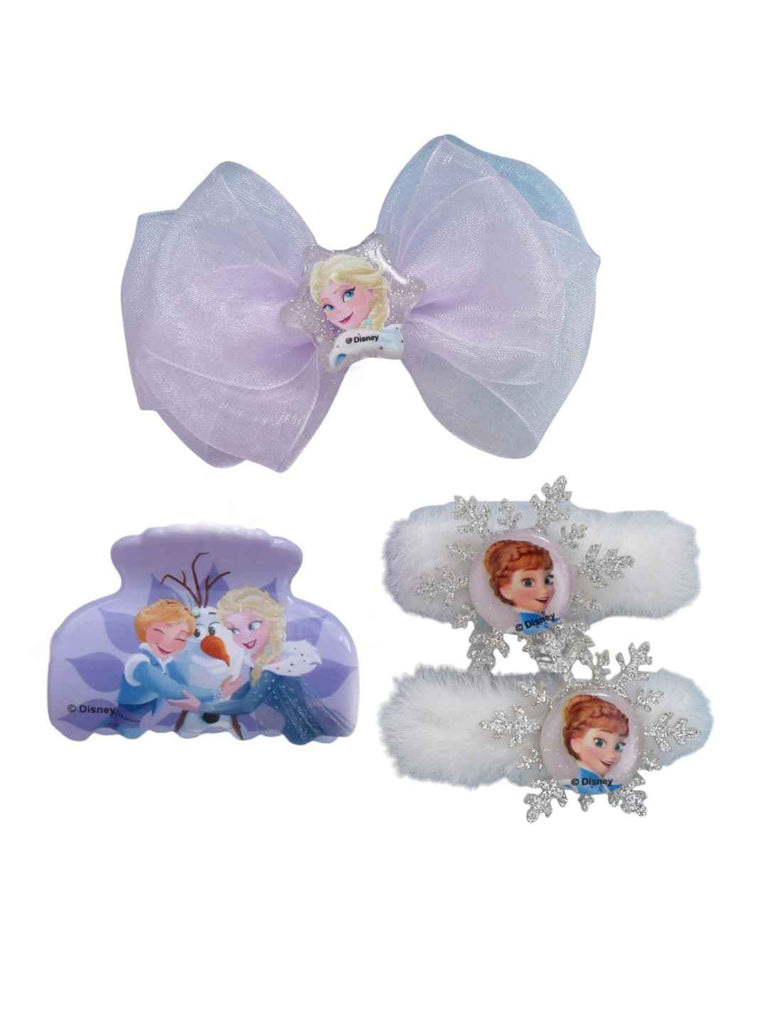 Yellow Bee Girls’ Disney Frozen Elsa & Anna Hair Clips & Clutcher  Set- Close up view