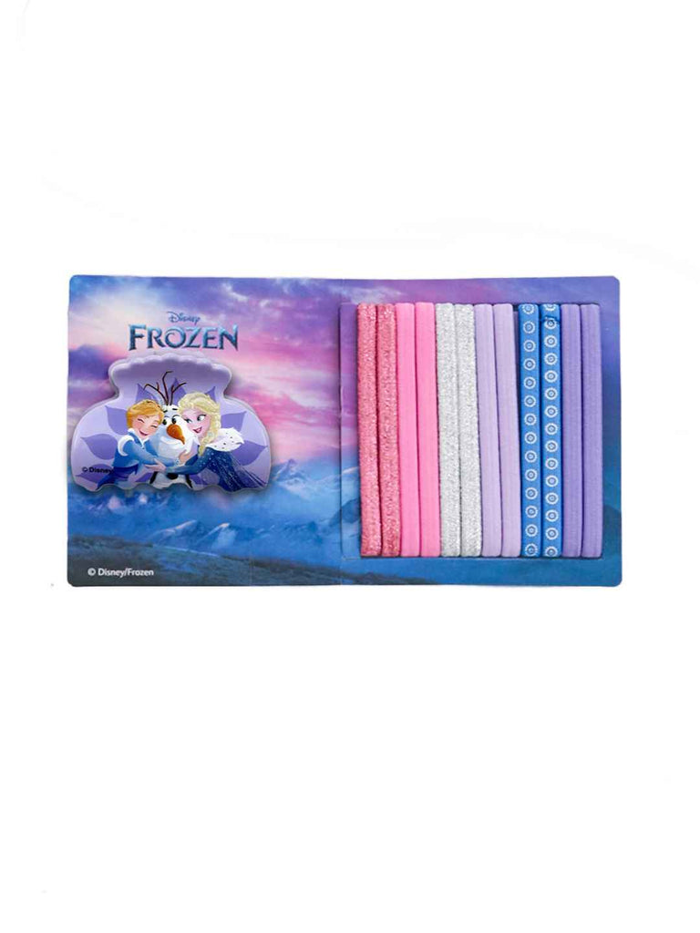 Yellow Bee Girls’ Disney Frozen Elsa & Anna Hair Accessory Gift Set – 13 Pieces, Blue & Pink- Front View