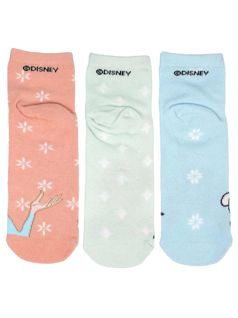 Yellow bee Girl's Disney Frozen Elsa, Anna & Olaf Design Cotton Socks -Multi- Back View
