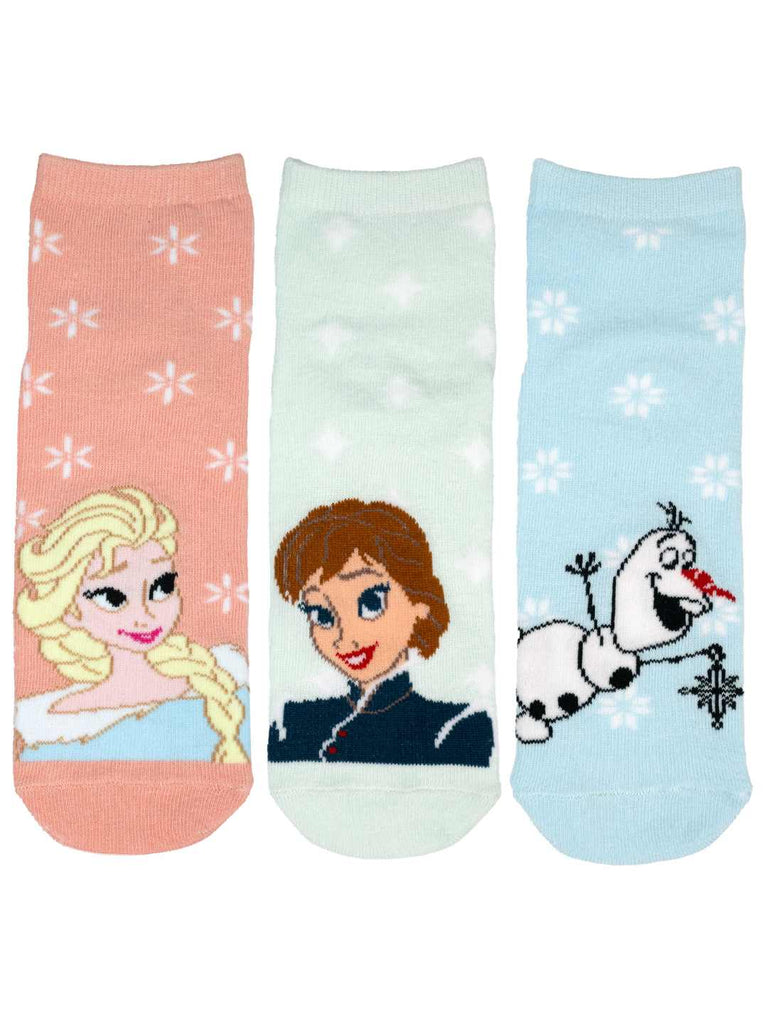 Yellow bee Girl's Disney Frozen Elsa, Anna & Olaf Design Cotton Socks -Multi- Front View