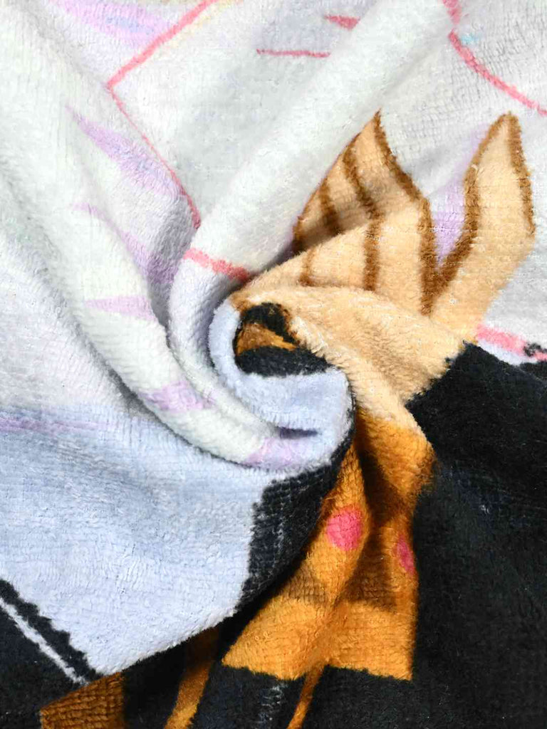 Yellow Bee Girls Disney Frozen Elsa & Anna “Sisterly Bond” Bath Towel With Snowflake Design (300 GSM) - Multi, 28 X 58 Inches- Showing Fabric View