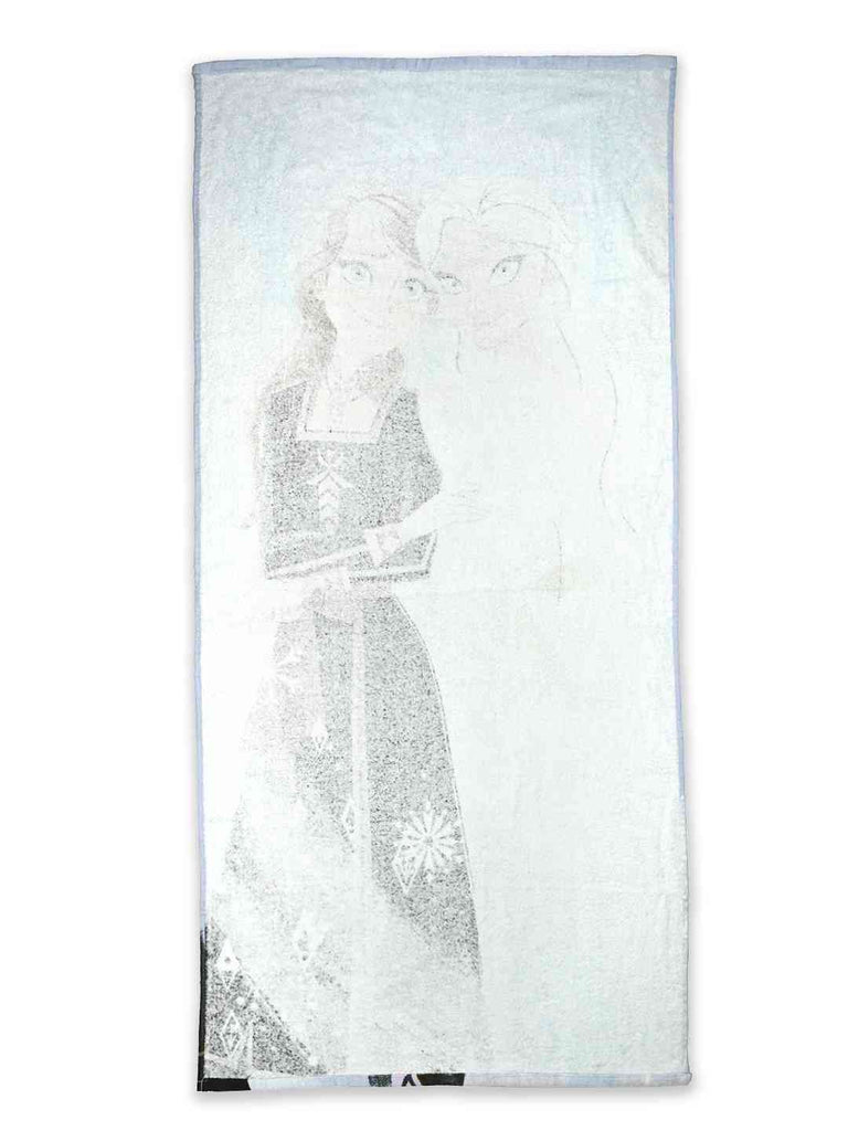 Yellow Bee Girls Disney Frozen Elsa & Anna “Sisterly Bond” Bath Towel With Snowflake Design (300 GSM) - Multi, 28 X 58 Inches- Back View