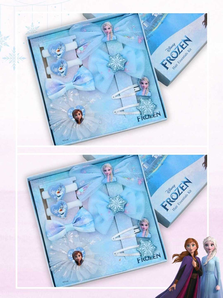 Yellow Bee Girl's Disney Frozen Elsa Hair Accessory Gift Set– Blue & Silver, 16 Pieces-Creative View