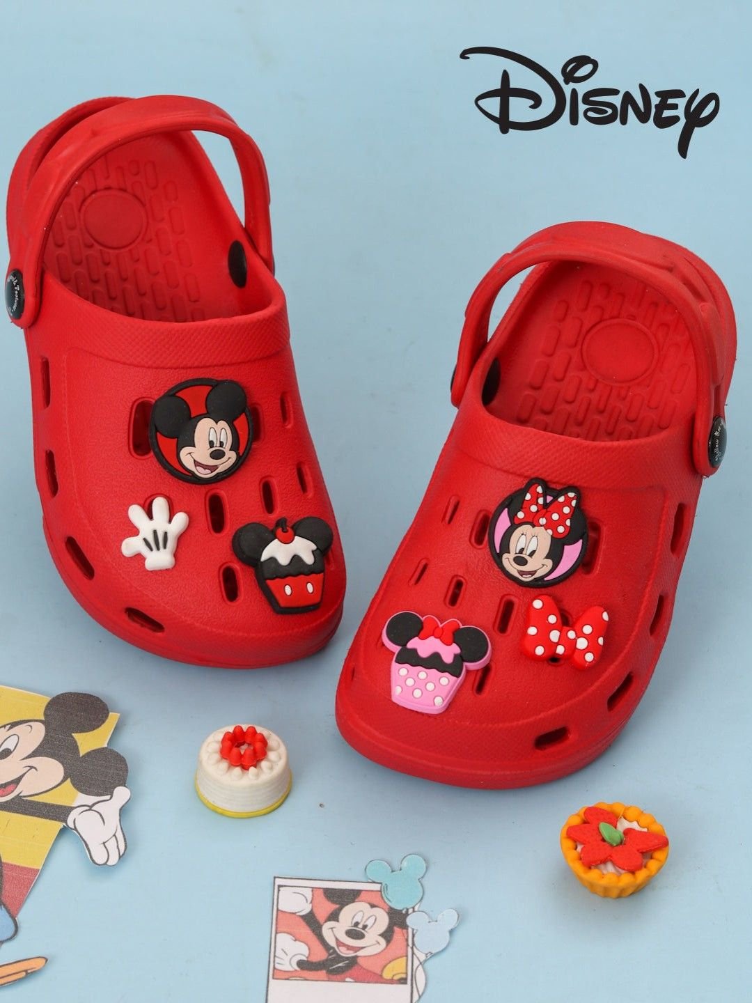 Yellow Bee Girls' Disney Mickey Minnie Mouse Clogs – Red