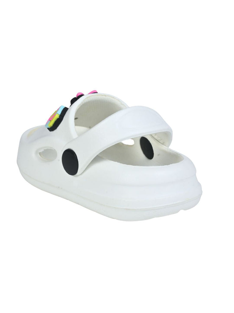 Yellow Bee Girls’ Disney Minnie & Daisy Sandals with Gem & Heart Charms-White Back View